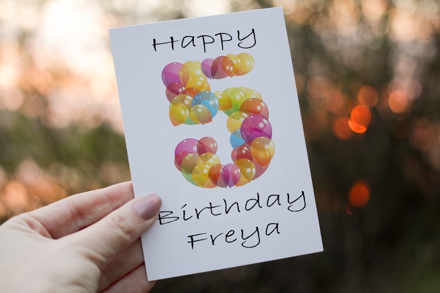 5th Birthday Card, Card for 5th Birthday, Birthday Card, Friend Birthday Card