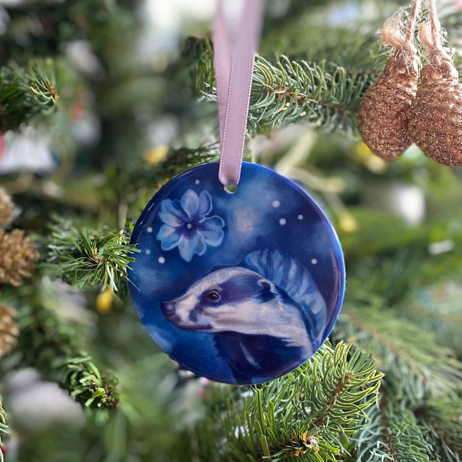 Ceramic Badger ornament - Badger decoration, Badger gift