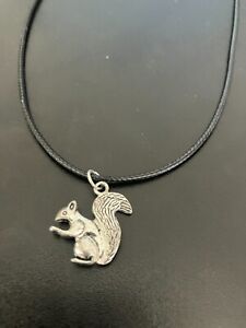 squirrel charm pendant on a 18" leather cord necklace