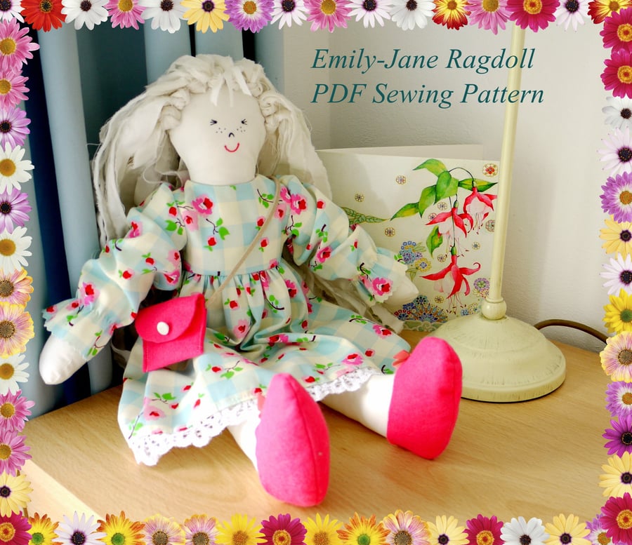 17" Emily-Jane Ragdoll with Dress, Bag & Shoes PDF Sewing Pattern