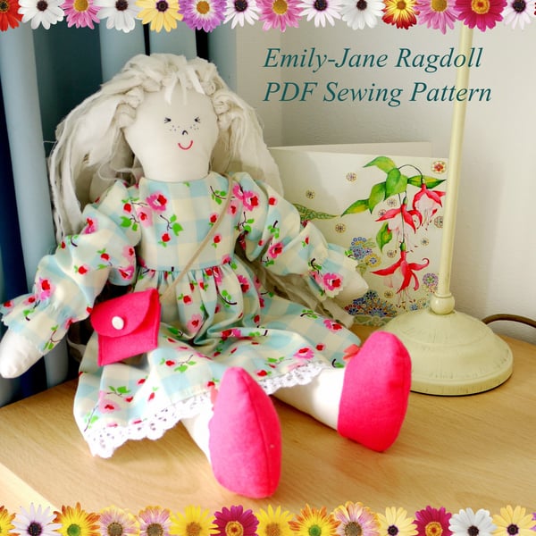17" Emily-Jane Ragdoll with Dress, Bag & Shoes PDF Sewing Pattern