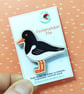 Oystercatcher Pin Badge, Wooden Bird Brooch, Seabird Badge, Coastal - Image 1