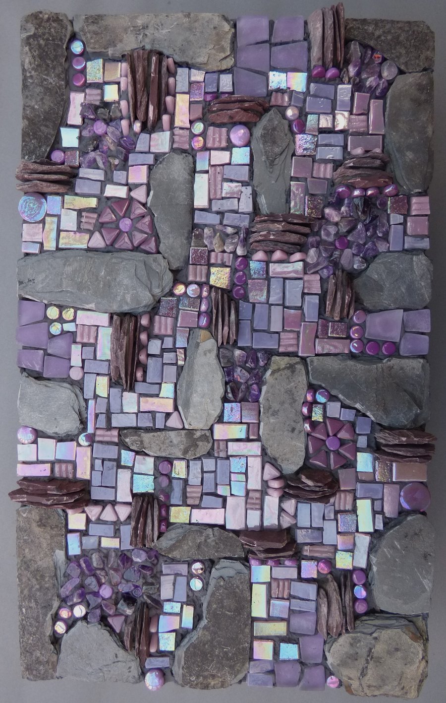 RECYCLED SLATE AND GLASS MOSAIC WALL GARDEN  ART