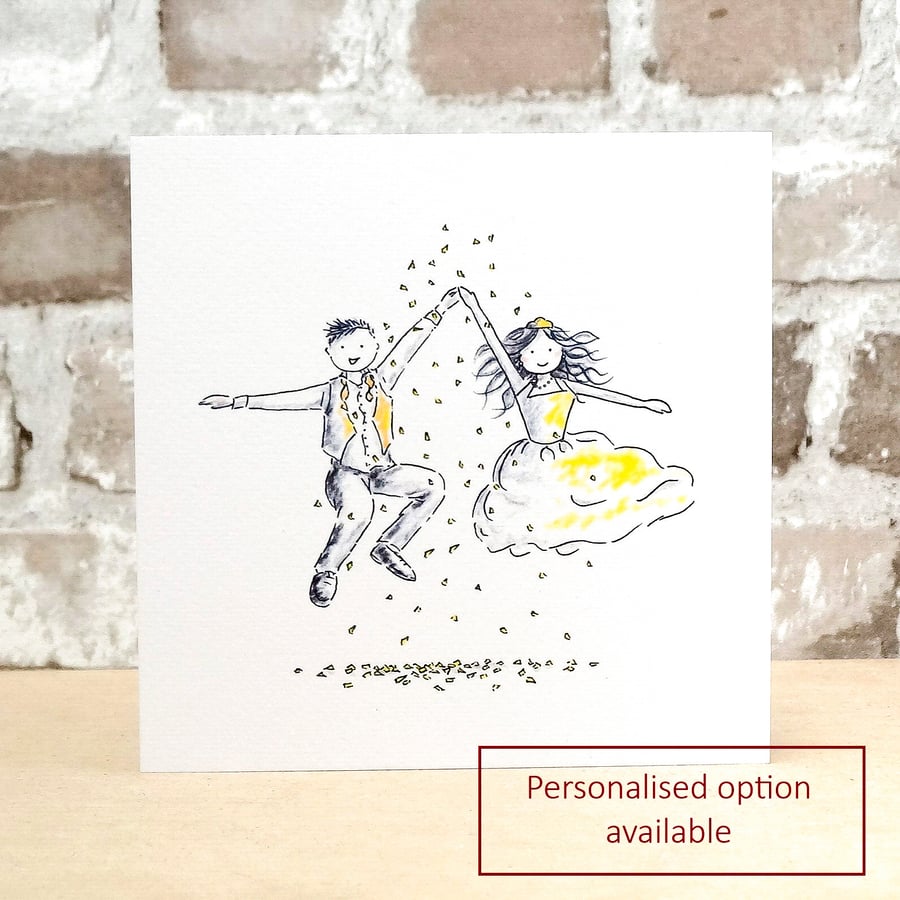 Wedding Card Jump Brunette -  Personalised name option available