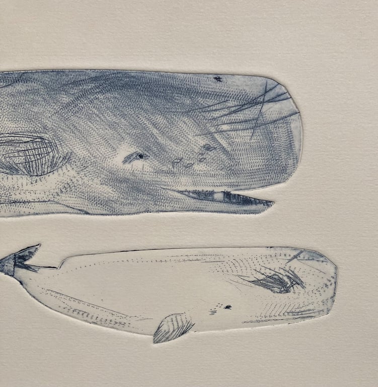 Sperm Whales - Drypoint Print