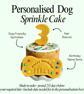 Dog Sprinkle Birthday Cake treat box, Homemade iced cake and biscuits 