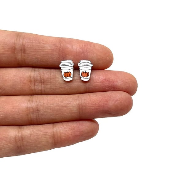 Pumpkin Latte Coffee Stud Earrings - Handmade