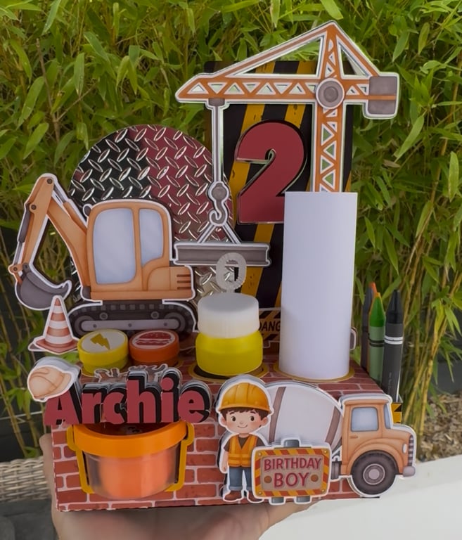 1 Personalised Activity Box, construction Site theme