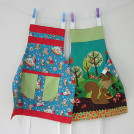 Child Reversible Apron - Squirrel Woodland Friends with Space Kids