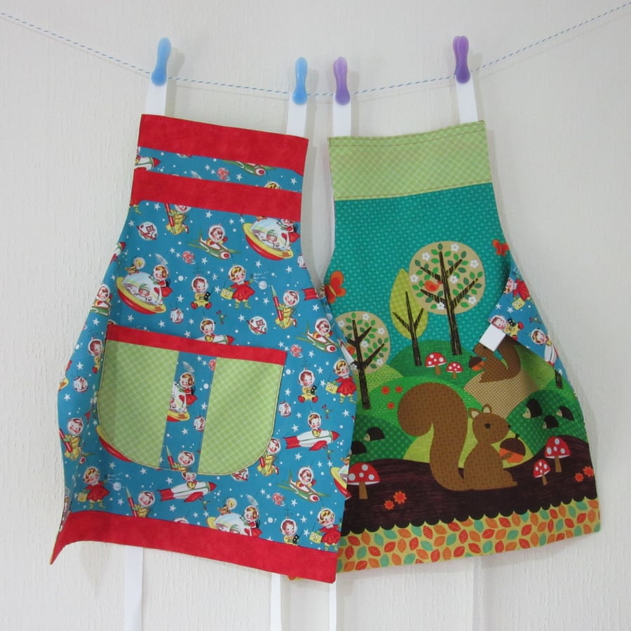 Child Apron - Squirrel Woodland Friends with Space Kids