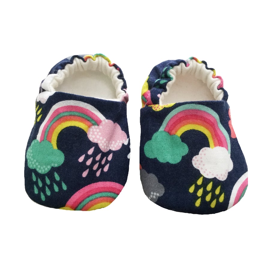 Baby Shoes first Walkers Navy RAINBOW Kids Slippers Pram Shoes Gift Idea 0-9Y