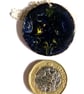 Pendant - round, scrolled gold and pink over dark blue - Image 3