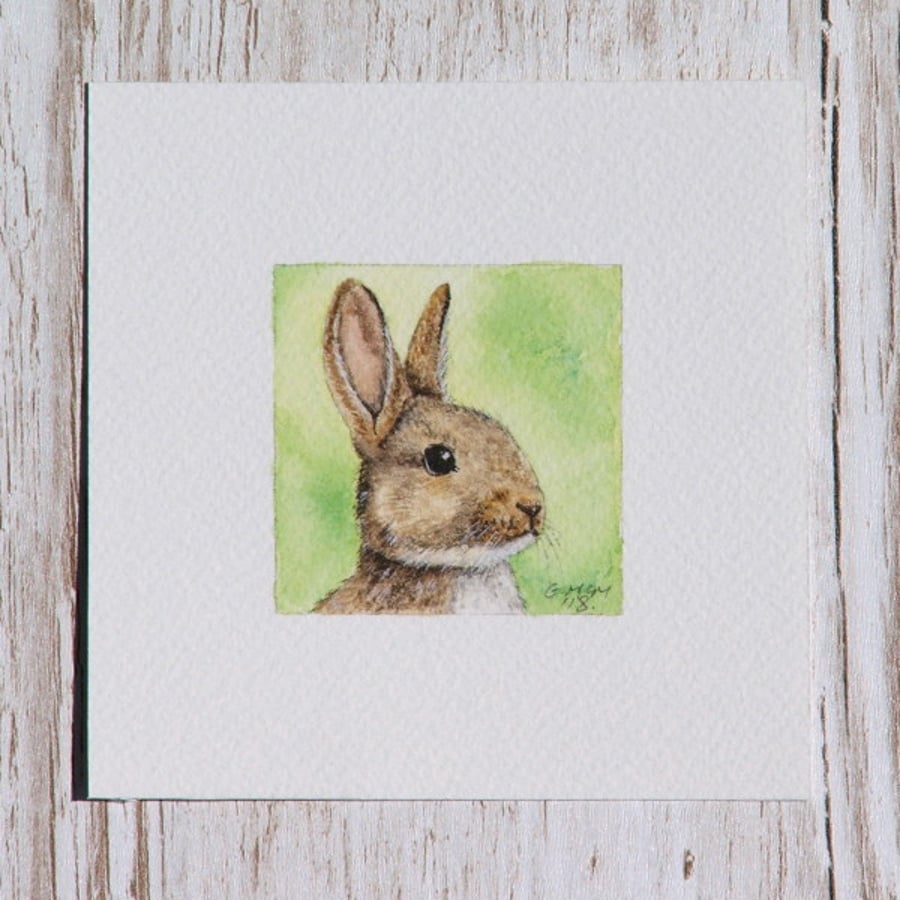 Original Watercolour Miniature - Rabbit painting