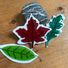 fused Glass leaves, set of three, oak, sycamore and beech