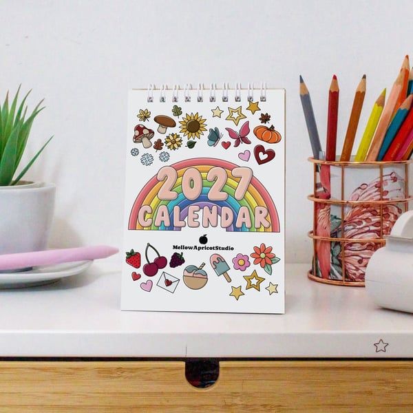 2027 Mini Desk Calendar with Journal Prompts