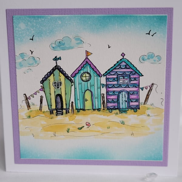 Blank card with beach huts