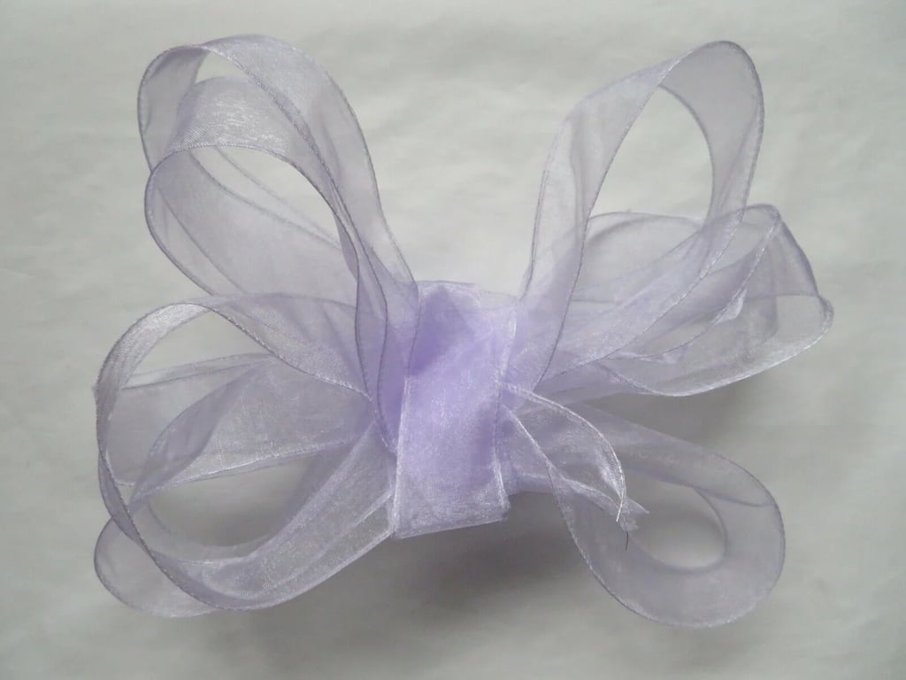 Pale Lilac Wired Edge Sheer Organza Elegant Ribbon End of Roll Crafts Wedding