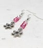 Pink Swarovski crystal silver plated snowflake earrings  - Image 5