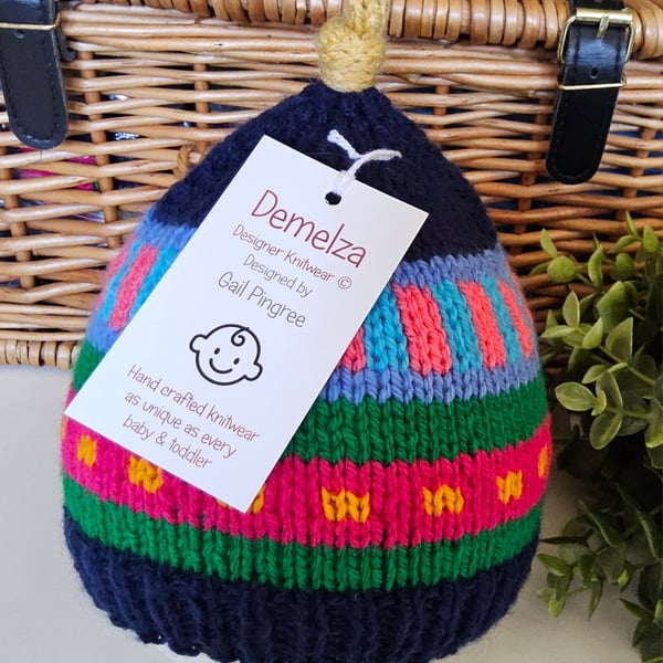 Designer  Baby Knotted Fairisle Hat 9-18 months size 