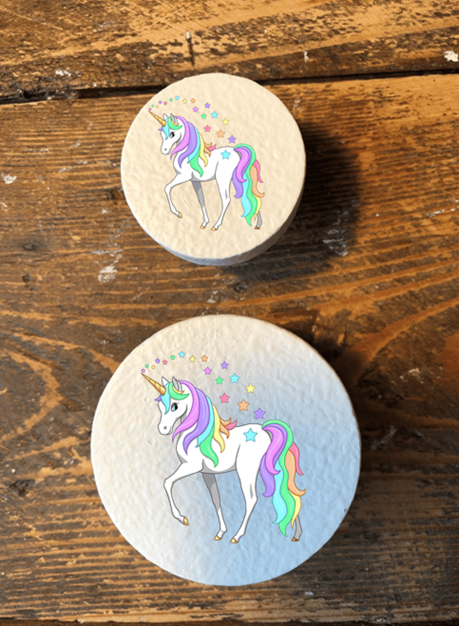 Handmade Unicorn Horse pine door knobs wardrobe drawer handles decoupaged 