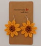 Handmade Sunflower Drop Earrings  Boho Summer Jewelry Gift for Her