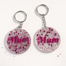 Mum Glitter Resin Keyring Gift Personalised Acrylic Mum Keychain