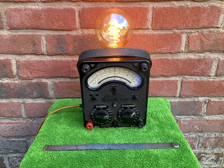Steampunk Table Lamp, Upcycled 1961 Vintage Electrical Test Meter