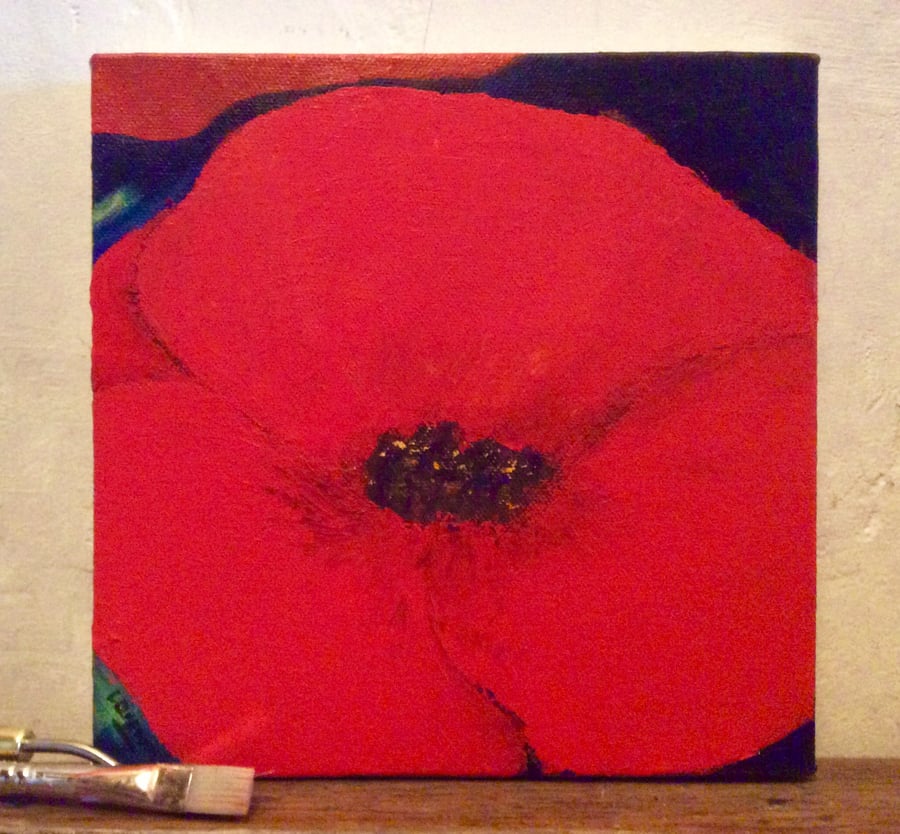 Poppy - acrylic on canvas. Flower.