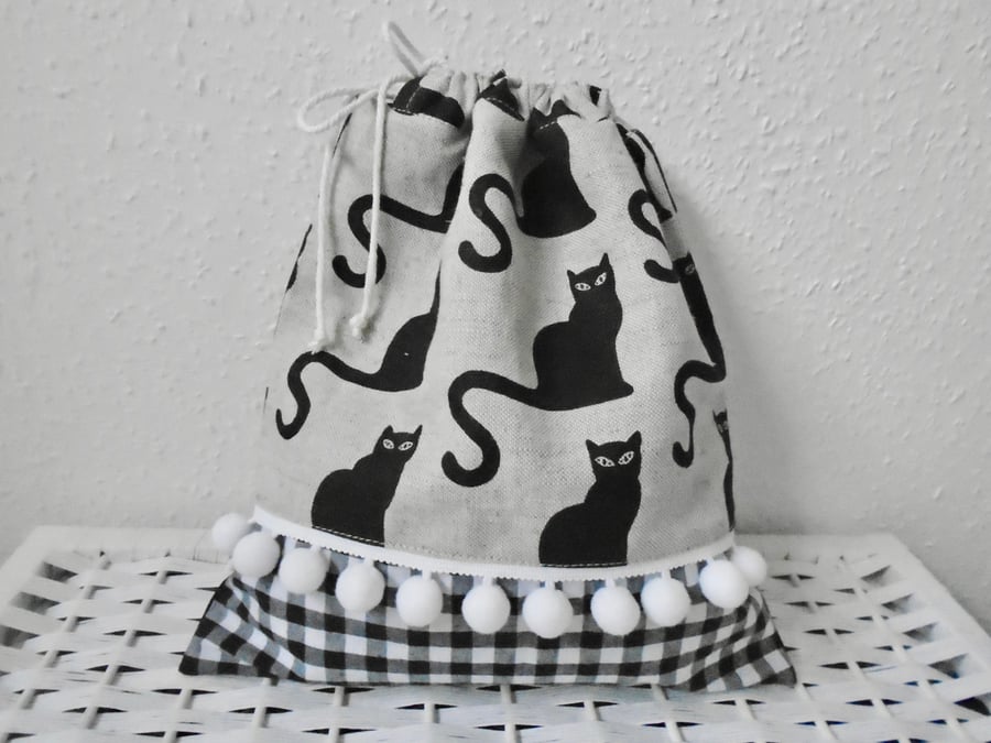 Cotton Drawstring Bag - Cats