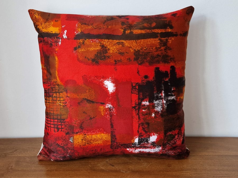 Handmade cushion cover vintage 1960s 1970s "Rhapsody" Francis Price fabric