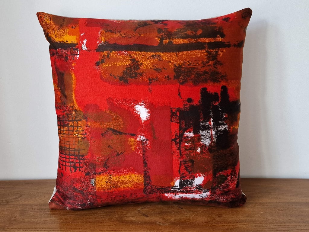 Handmade cushion cover vintage 1960s 1970s "Rhapsody" Francis Price fabric