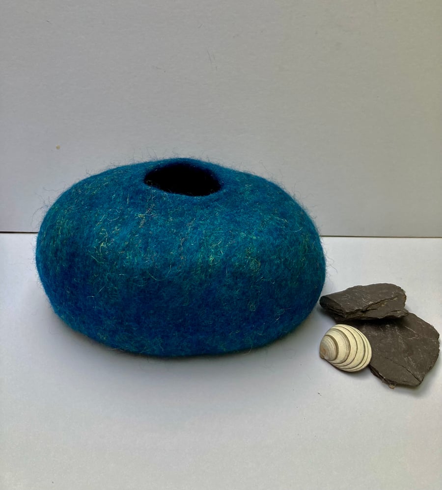 Sea Shimmer felted bowl.