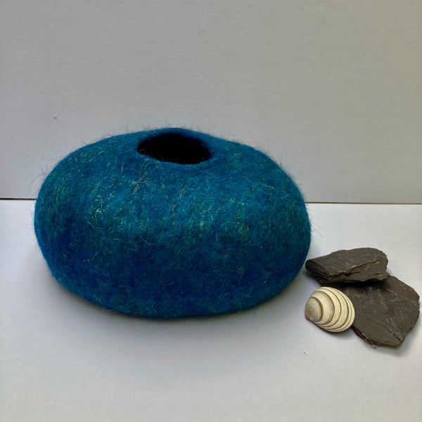 Sea Shimmer felted bowl.