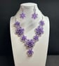 Hibiscus Handmade seed bead necklace and earrings set