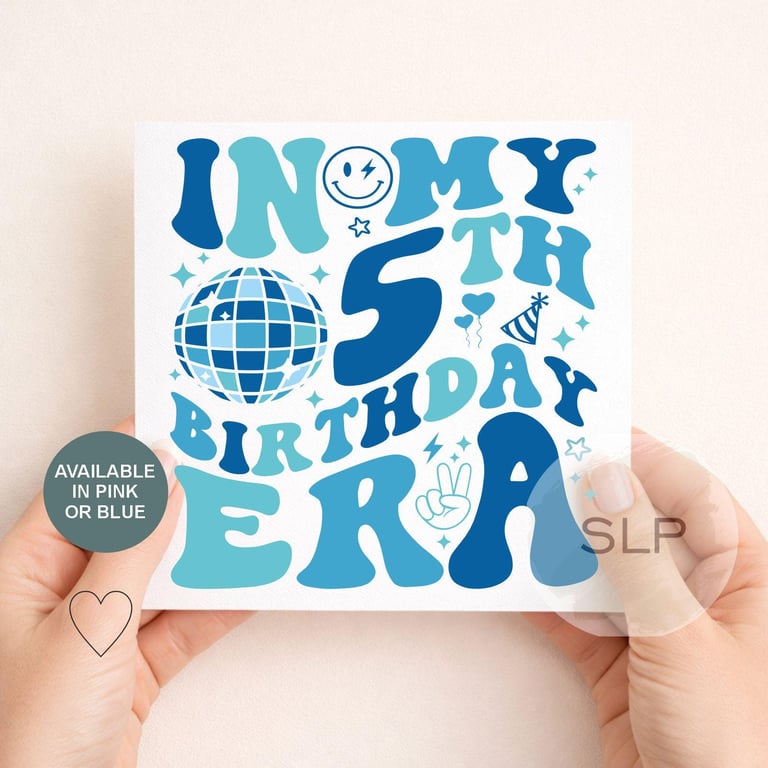 5th Birthday Card In My 5th Birthday Era Trendy 5 Year Old Birthday Card Retro