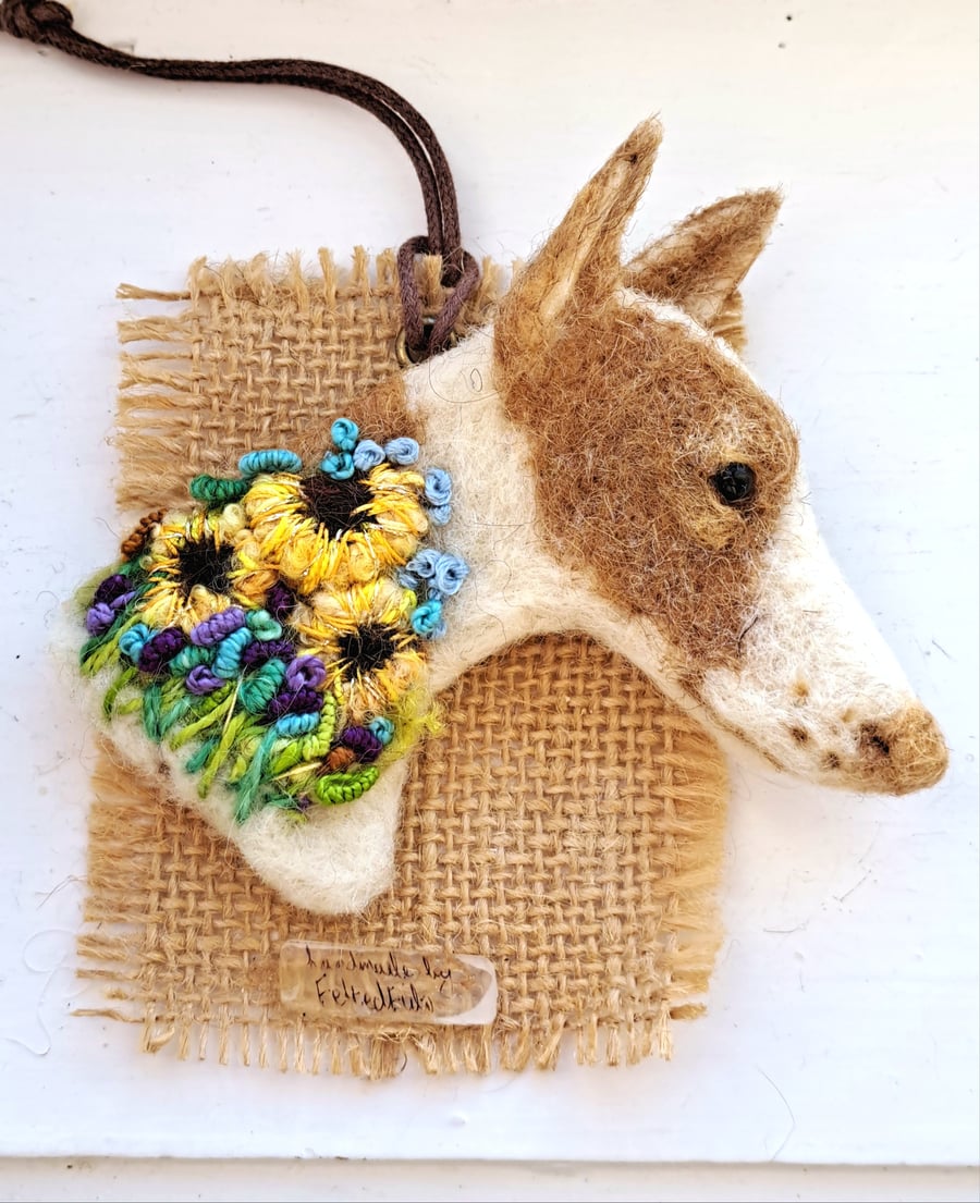 Needle Felted Ibizan Hound Brooch