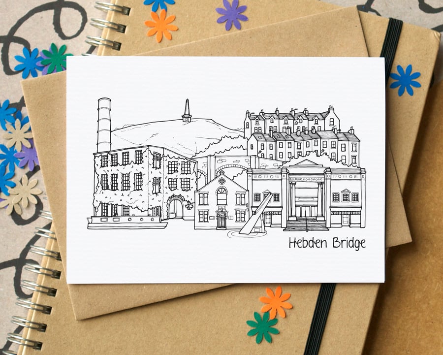 Hebden Bridge Skyline Greetings Card