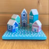 Handpainted Ceramic Winter Houses, Christmas Scene Ornament