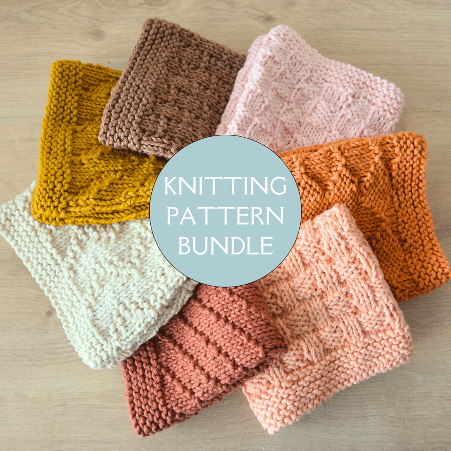 Wash Cloth Knitting Pattern Bundle 2 PDF Print & Knit Yourself