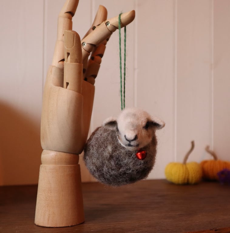 Needle felted Herdwick sheep Bauble