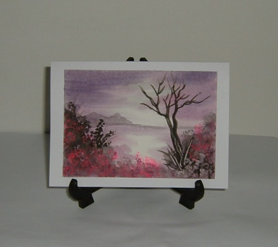 original art hand painted watercolour landscape blank card ( ref F 874 )
