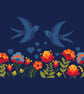 205 - Blue Swallows Cross Stitch Pattern Folk Art Love Birds (PDF Counted Chart) - Image 1