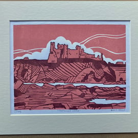 Tantallon Castle Linoprint Scotland East Lothian Linocut Art