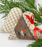 SALE ITEM - CHRISTMAS ROBIN HEART DECORATION - dark grey ribbon - Image 2