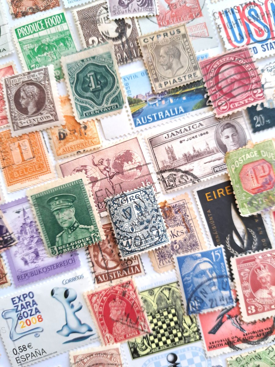 Vintage postage stamps for junk journals, decoupage, collaging and collecting