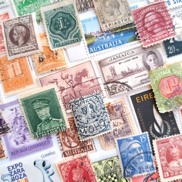 Vintage postage stamps for junk journals, decoupage, collaging and collecting