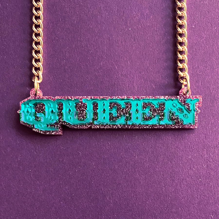 Queen acrylic statement necklace