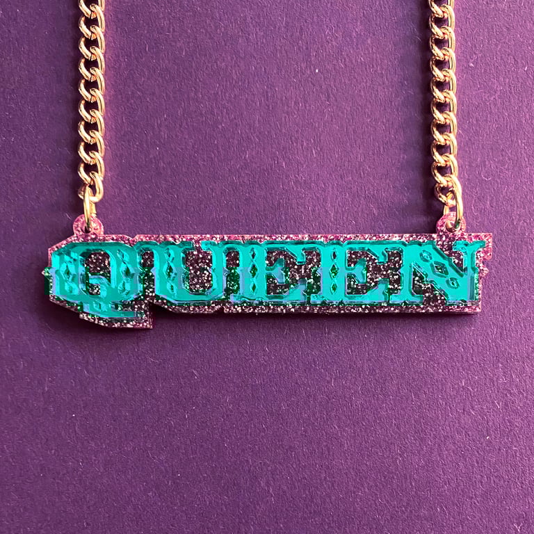 Queen acrylic statement necklace