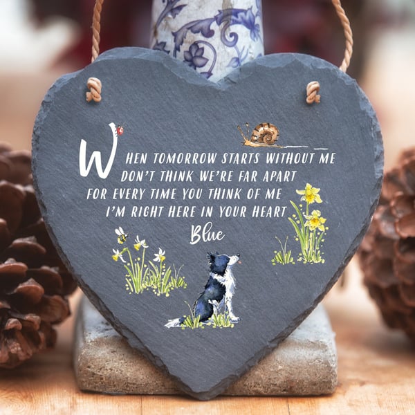 Border Collie - Personalised When Tomorrow Starts - Slate Heart