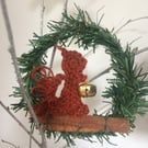crocheted red squirrel hanging decoration 
